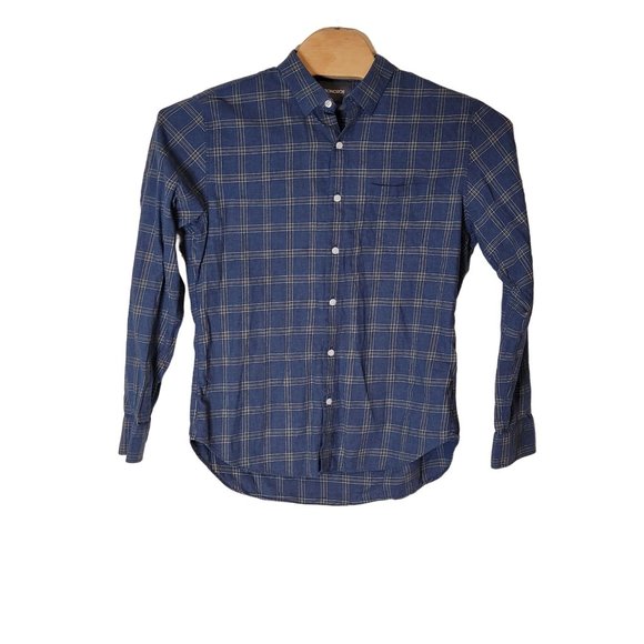 Bonobos Button Down Long Sleeve Flannel‎ Shirt Blue Plaid Large - Picture 1 of 5